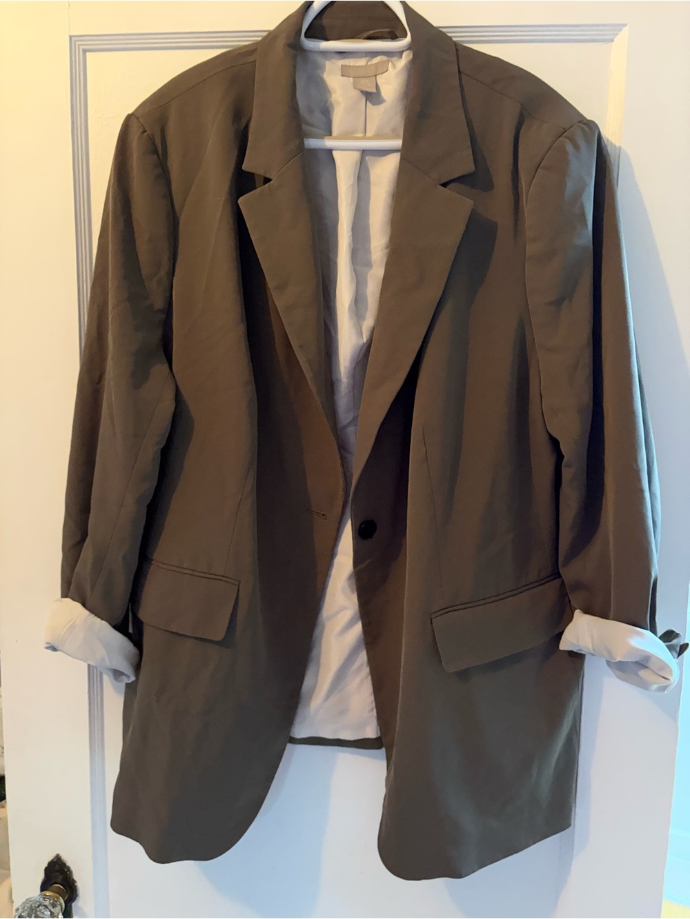 Women’s Greenish-Tan Single-Button Blazer Jacket